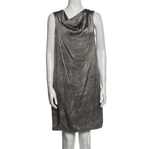 Les Copains 100% Silk Shell Marbled Gray Cowl Neck Sleeveless Dress Size Unknown - Picture 1 of 12